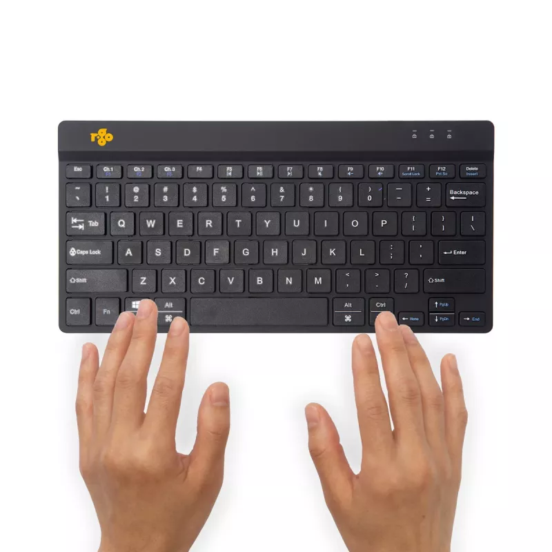 R-Go Tools Ergonomische Tastatur R-Go Compact Break, kompakte Tastatur mit Pausen-Software, QWERTY (US), Bluetooth, schwarz