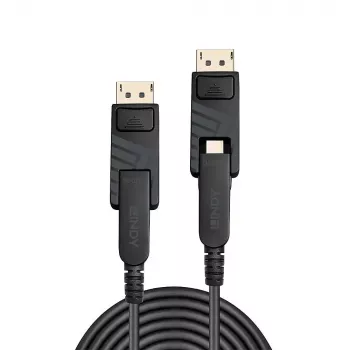 Lindy 10m Glasfaser-Hybrid Mini DisplayPort 1.4 Kabel mit abnehmbaren DP-Anschlüssen
