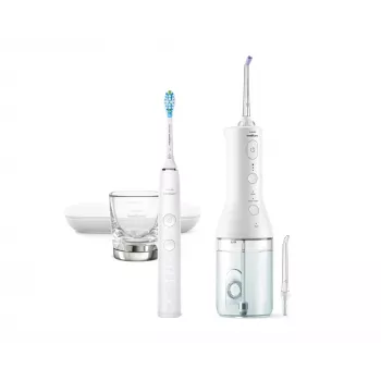 Philips Powertube kabellos HX3886/41 DiamondClean 9000, Erwachsene, Schallzahnbürste, Tägliche Pflege, Tiefenreinigung, Zahnfleischpflege, Aufhellung, Weiß, Akku, Integrierter Akku