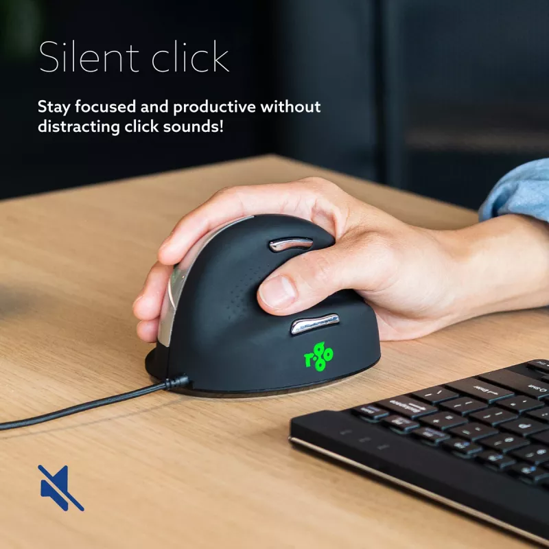 R-Go Tools Ergonomische Maus R-Go HE Break mit Pausensoftware, groß (Handgröße ≥ 185 mm), rechtshändig, kabelgebunden, schwarz