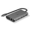 Lindy DST-Mini XT, USB-C Laptop Mini Dockingstation mit Einzelbildschirm (4K) oder Doppelbildschirm (Full HD) und 100W Durchgangsladung