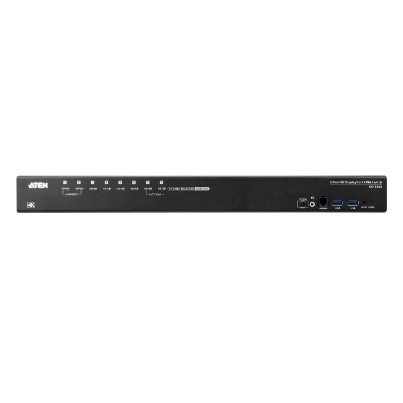 ATEN 8-Port USB 3.0 4K DisplayPort KVM Switch, 4096 x 2160 Pixel, 4K Ultra HD, 18,44 W, Schwarz