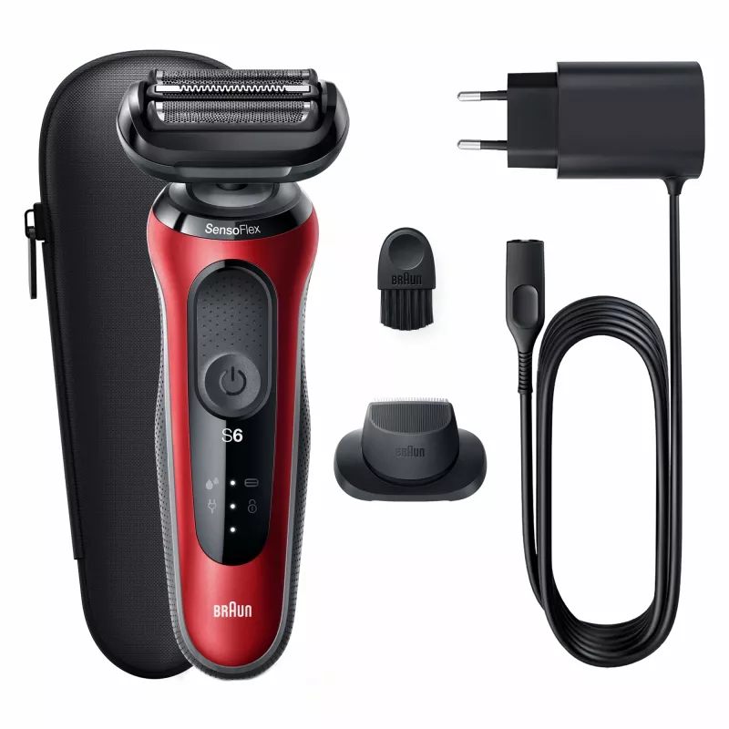 Folienrasierer Braun Series 6 61-R1200s SensoFlex SensoFoil Schwarz Rot