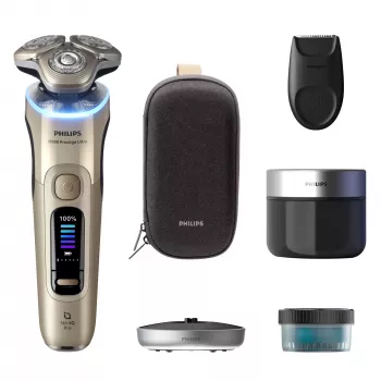 Elektrorasierer Philips i9000 Prestige Ultra XP9403 — 3-Kopf-Rotationssystem, SkinIQ Pro, Nass- und Trockenrasur, Akku, Reinigungsstation, Gold