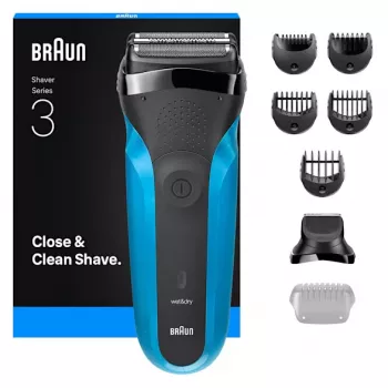 Braun Series 3 310BT Folienrasierer mit Trimmer, Schwarz, Blau
