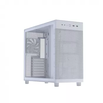 PC-Gehäuse ASUS PRIME AP303 TG White — ATX/Micro-ATX/Mini-ITX, gehärtetes Glas, USB-C, 360 mm GPU-Unterstützung