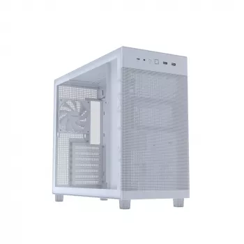 PC-Gehäuse ASUS PRIME AP303 TG White — ATX/Micro-ATX/Mini-ITX, gehärtetes Glas, USB-C, 360 mm GPU-Unterstützung