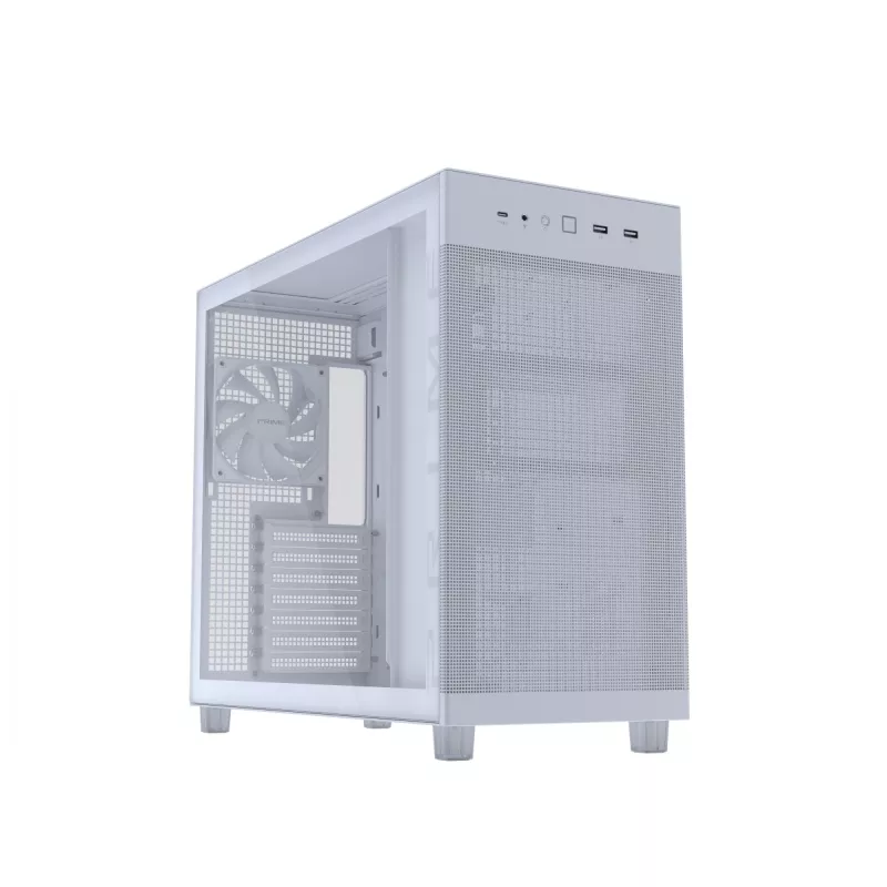 PC-Gehäuse ASUS PRIME AP303 TG White — ATX/Micro-ATX/Mini-ITX, gehärtetes Glas, USB-C, 360 mm GPU-Unterstützung