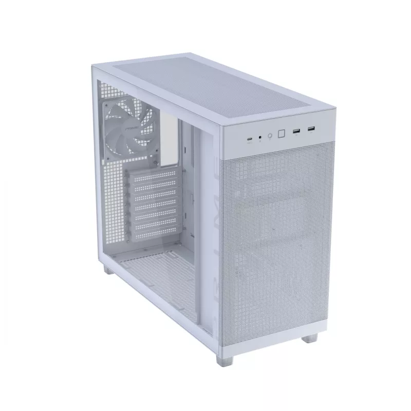 PC-Gehäuse ASUS PRIME AP303 TG White — ATX/Micro-ATX/Mini-ITX, gehärtetes Glas, USB-C, 360 mm GPU-Unterstützung