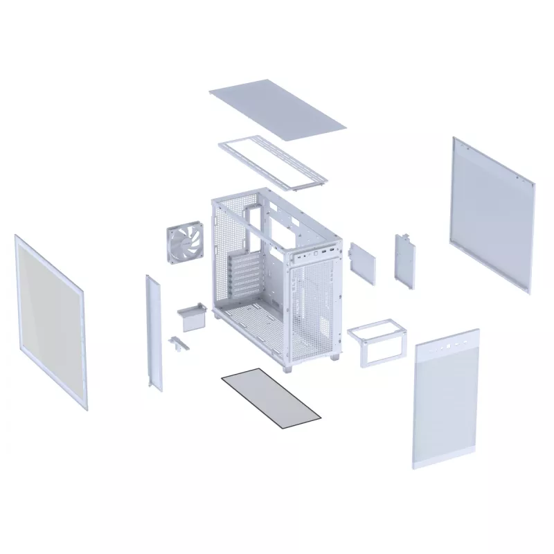 PC-Gehäuse ASUS PRIME AP303 TG White — ATX/Micro-ATX/Mini-ITX, gehärtetes Glas, USB-C, 360 mm GPU-Unterstützung