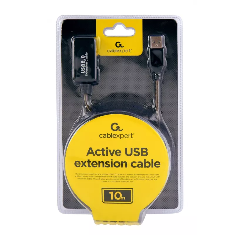 GEMBIRD Aktives USB 2.0-Verlängerungskabel, 10 m - Schwarz