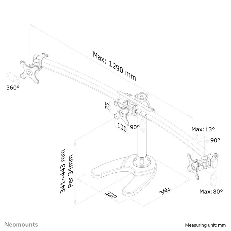 Neomounts FPMA-D700DD3 Monitorhalterung 10-27 Zoll