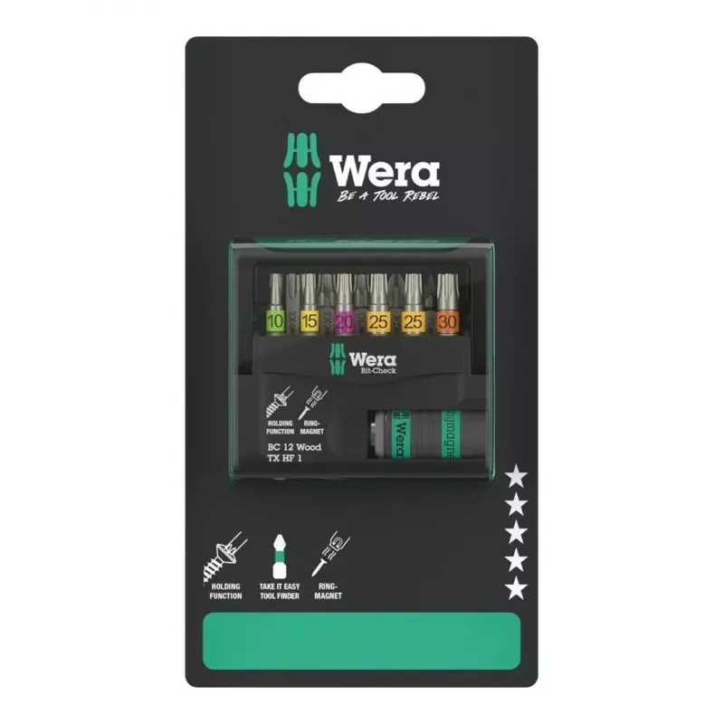 Wera 05073641001 Bit-Check 12 Wood TORX HF 1 SB Bitsatz