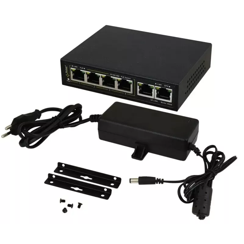 PULSAR Gigabit PoE Switch SG-64 — 4 PoE-Ports, 2 Uplink-Ports