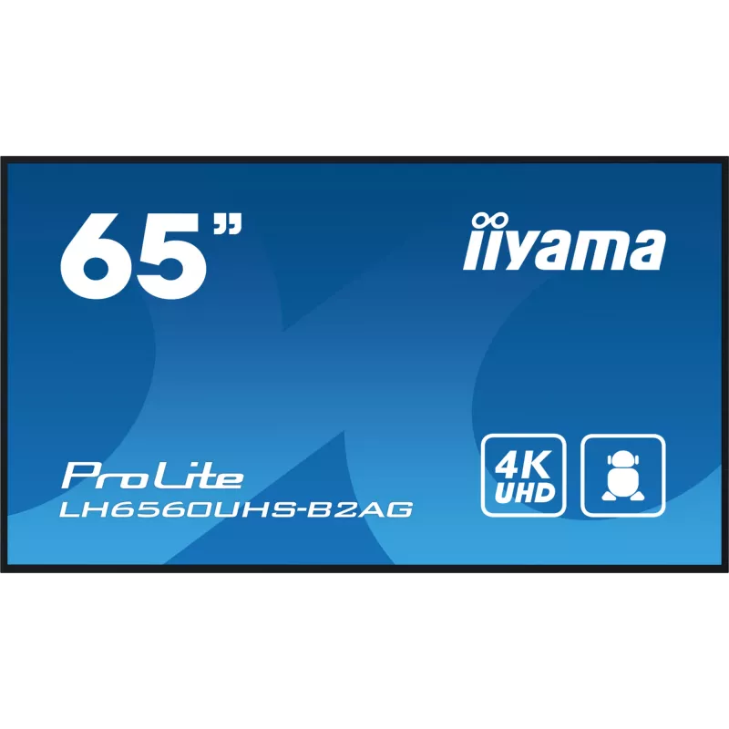 iiyama LH6560UHS-B2AG Signage Display Digital A-board 163,8 cm (64,5 Zoll) LED Wi-Fi 500 cd/m² 4K Ultra HD Schwarz Integrierter Prozessor Android 11 24/7