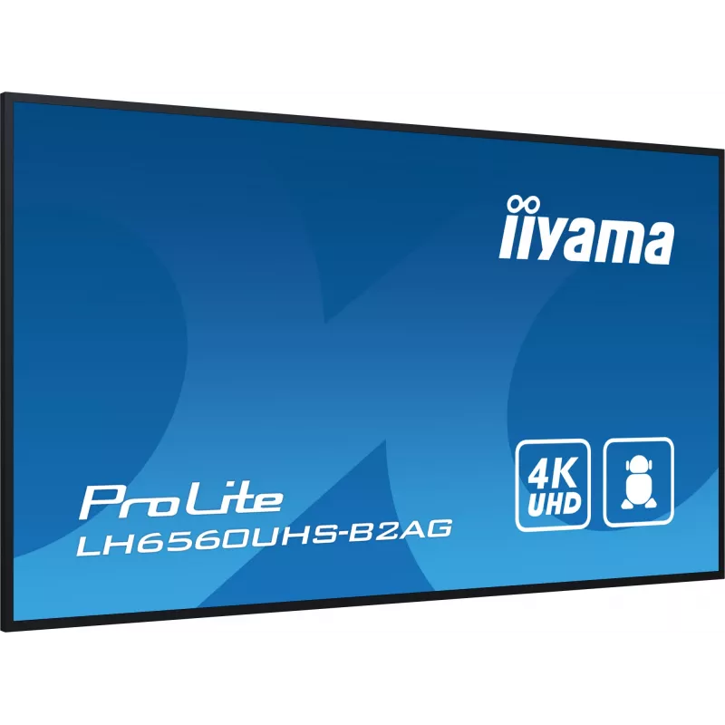 iiyama LH6560UHS-B2AG Signage Display Digital A-board 163,8 cm (64,5 Zoll) LED Wi-Fi 500 cd/m² 4K Ultra HD Schwarz Integrierter Prozessor Android 11 24/7