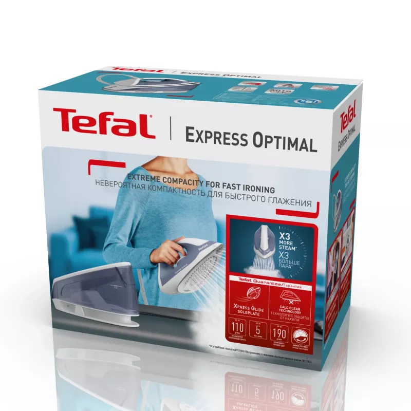 Tefal Express Optimal SV4110 2200 W 1,2 L Keramik Express Glide Blau, Weiß