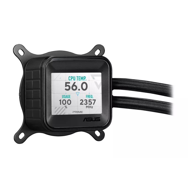 All-in-One-Flüssigkeitskühler ASUS Prime LC 360 ARGB LCD — 360-mm-Radiator, 3x 120-mm-Lüfter, LCD, PWM, Schwarz