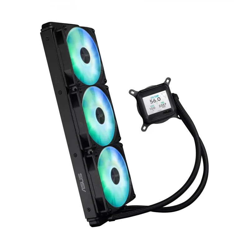 All-in-One-Flüssigkeitskühler ASUS Prime LC 360 ARGB LCD — 360-mm-Radiator, 3x 120-mm-Lüfter, LCD, PWM, Schwarz