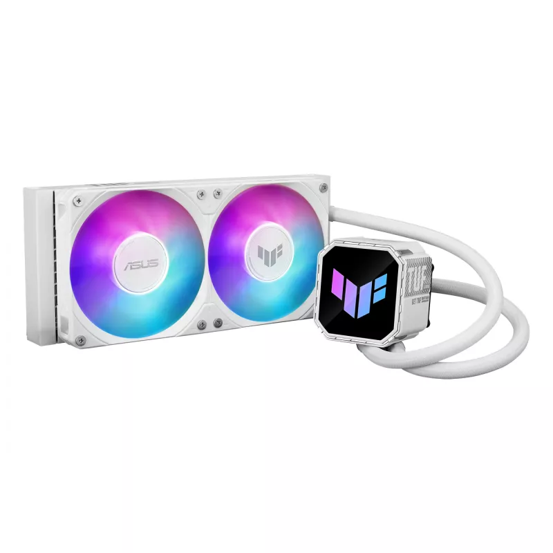 All-in-One-Flüssigkeitskühler ASUS TUF GAMING LC III 240 ARGB WHT – 240-mm-Radiator, 2x 120-mm-Lüfter, PWM, weiß