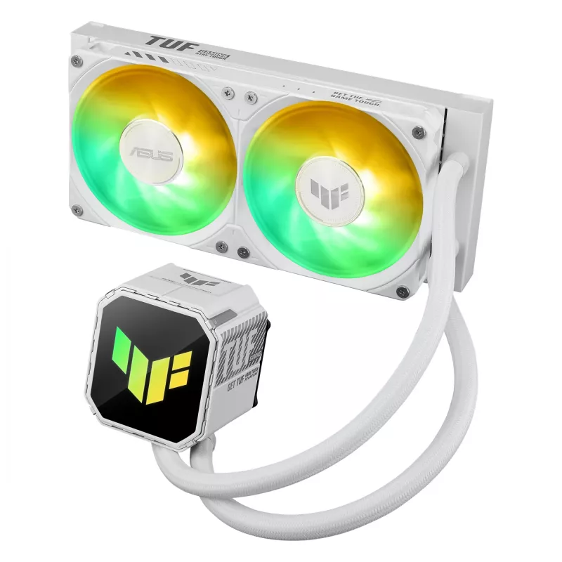 All-in-One-Flüssigkeitskühler ASUS TUF GAMING LC III 240 ARGB WHT – 240-mm-Radiator, 2x 120-mm-Lüfter, PWM, weiß