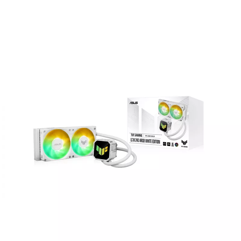 All-in-One-Flüssigkeitskühler ASUS TUF GAMING LC III 240 ARGB WHT – 240-mm-Radiator, 2x 120-mm-Lüfter, PWM, weiß