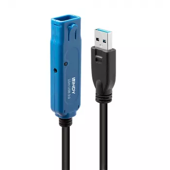 Lindy 15m USB 3.0 Active Extension Pro, 15 m, USB A, USB A, USB 3.2 Gen 1 (3.1 Gen 1), 5 Gbit/s, Schwarz