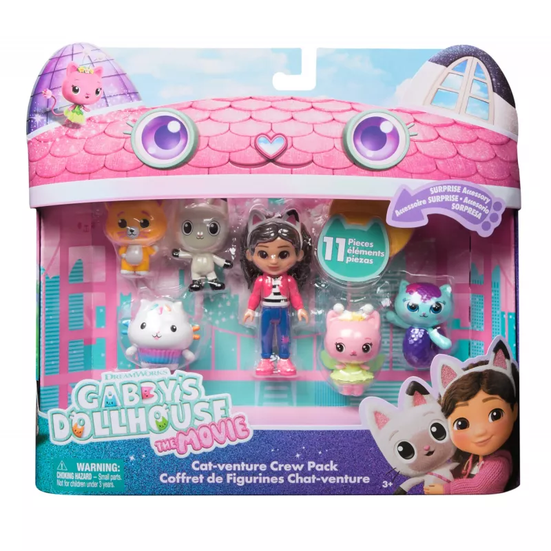Gabby's Dollhouse DREAMWORKS The Movie, Cat-venture Crew Pack, 11-teiliges Spielfiguren-Set mit Zubehör, Spielzeug für Jungen und Mädchen ab 3 Jahren