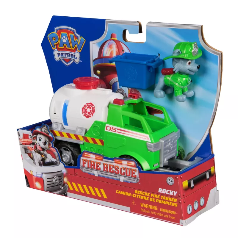 PAW Patrol Fire Rescue: Rocky Rescue Fire Tanker mit Actionfigur, Greifarm und Spielzeug-LKW, Spielzeug für Jungen & Mädchen ab 3 Jahren