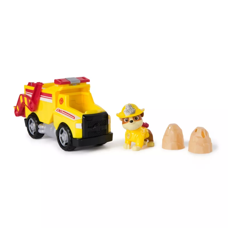 PAW Patrol Fire Rescue: Rubble Rescue Feuerwehr-Kipplaster mit Actionfigur, Projektilen und Spielzeug-LKW, Spielzeug für Jungen und Mädchen ab 3 Jahren