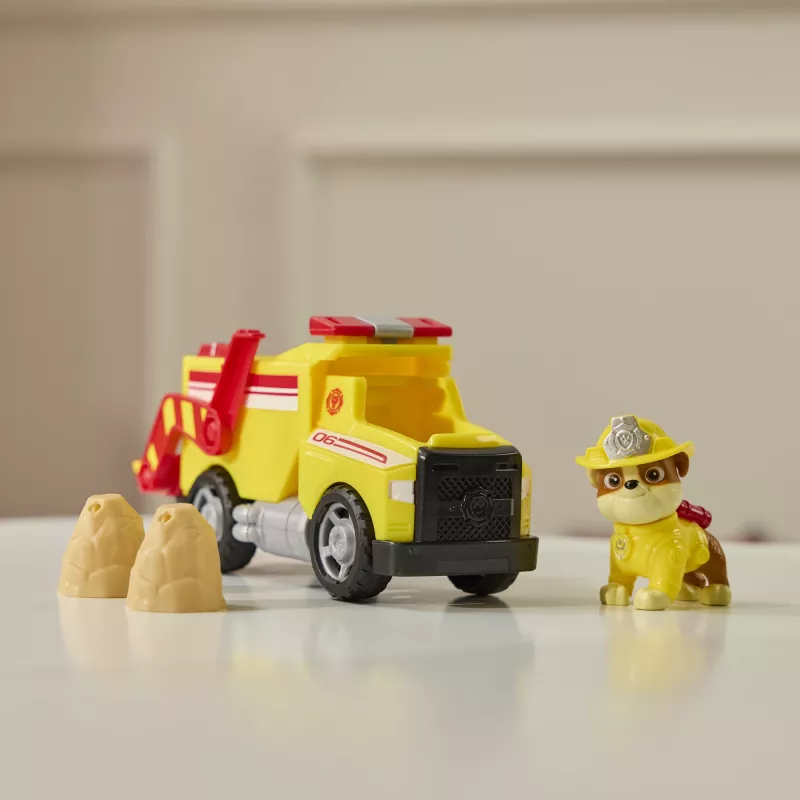 PAW Patrol Fire Rescue: Rubble Rescue Feuerwehr-Kipplaster mit Actionfigur, Projektilen und Spielzeug-LKW, Spielzeug für Jungen und Mädchen ab 3 Jahren