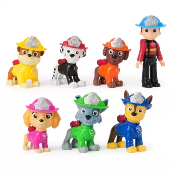 PAW Patrol Feuerwehr-Rettungsteam-Packung mit 7 Sammel-Actionfiguren, inkl. Ryder und 6 Fellfreunde, Spielzeug für Jungen und Mädchen ab 3 Jahren