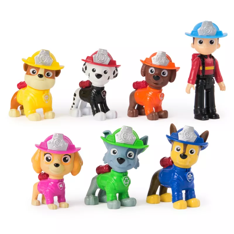 PAW Patrol Feuerwehr-Rettungsteam-Packung mit 7 Sammel-Actionfiguren, inkl. Ryder und 6 Fellfreunde, Spielzeug für Jungen und Mädchen ab 3 Jahren