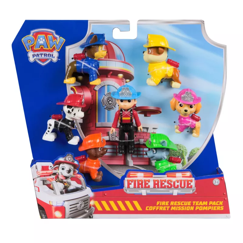 PAW Patrol Feuerwehr-Rettungsteam-Packung mit 7 Sammel-Actionfiguren, inkl. Ryder und 6 Fellfreunde, Spielzeug für Jungen und Mädchen ab 3 Jahren