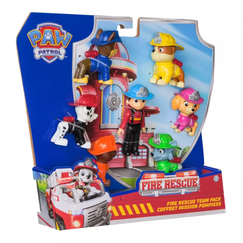 PAW Patrol Feuerwehr-Rettungsteam-Packung mit 7 Sammel-Actionfiguren, inkl. Ryder und 6 Fellfreunde, Spielzeug für Jungen und Mädchen ab 3 Jahren