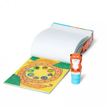 Melissa & Doug Sticker WOW! 24-seitiger Aktivitätsblock und Sticker-Stempel, 300 Sticker, Kunst- und Bastel-Fidget-Spielzeug Sammlerfigur – Tiger – FSC-zertifiziert