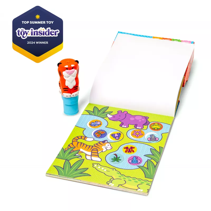Melissa & Doug Sticker WOW! 24-seitiger Aktivitätsblock und Sticker-Stempel, 300 Sticker, Kunst- und Bastel-Fidget-Spielzeug Sammlerfigur – Tiger – FSC-zertifiziert