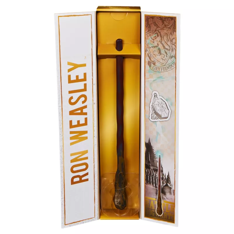 Wizarding World Harry Potter, 12 Zoll magischer Collector Ron Weasley Zauberstab, Ständer & Druckguss-Ikone, magische Artefakte, Accessoire für Kostüme