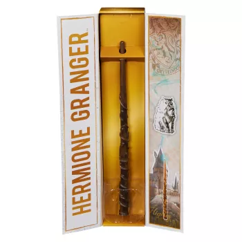 Wizarding World Harry Potter, 12-Zoll Magical Collector Hermione Granger Zauberstab mit Ständer & Druckguss-Icon, Magische Geschöpfe, Kostümzubehör