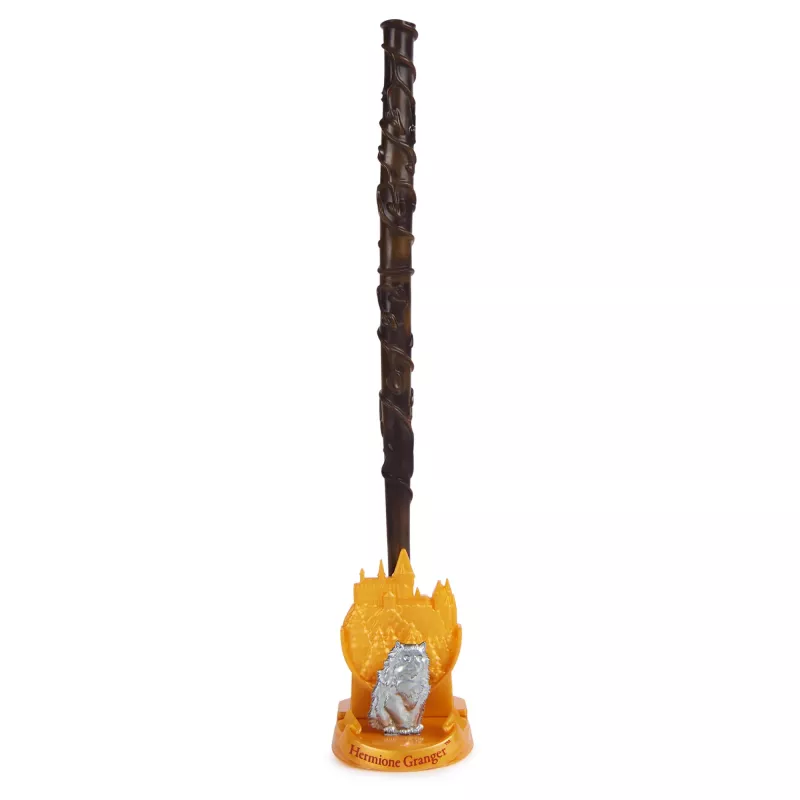 Wizarding World Harry Potter, 12-Zoll Magical Collector Hermione Granger Zauberstab mit Ständer & Druckguss-Icon, Magische Geschöpfe, Kostümzubehör