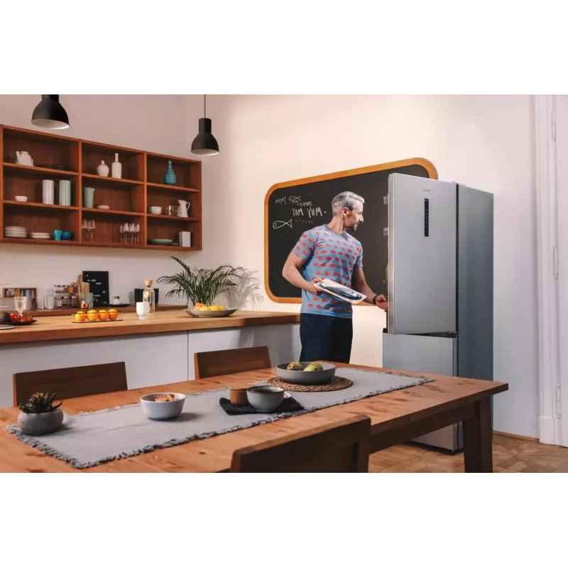 Gorenje Kühl-Gefrierkombination NRK619CAXL4 SI, 304 L, SN-N, 6 kg/24h, C, Fresh Zone-Fach, Grau