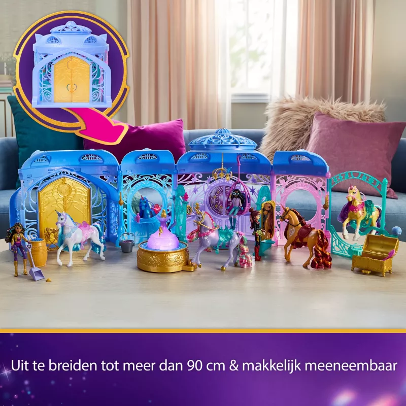 Spielset Spin Master Unicorn Academy Stall mit Springbrunnen, Licht- und Soundeffekten