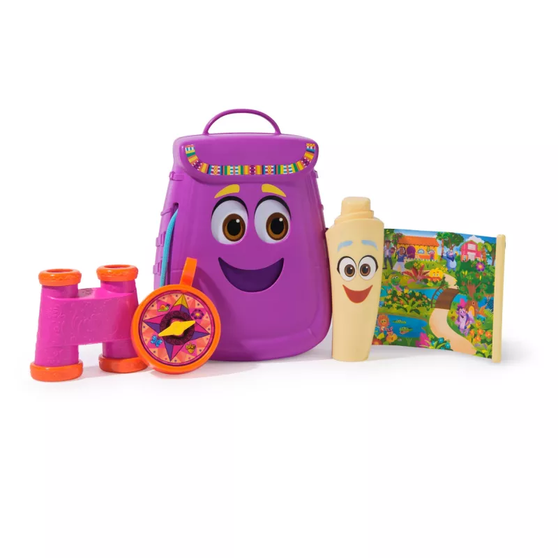 Spin Master Dora My Adventure Backpack mit ausziehbare Karte, Spielzeugfernglas und Kompass – Mehrfarbig, ab 3 Jahren