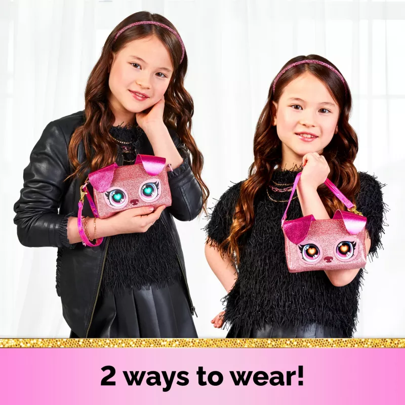 Purse Pets, Keepin’ It Clutch Dazzling Diva Welpen-Spielzeug und Handgelenktasche mit aufleuchtenden Regenbogenaugen, Spielzeug für Mädchen ab 4 Jahren