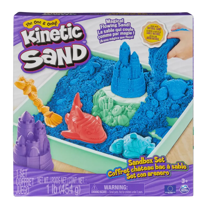 Kinetic Sand, Sandkasten-Set, kreative Ostergeschenke, enthält 1 lb blauen formbaren Spielsand, 4 Werkzeuge & Formen, Aufbewahrung, sensorisches Spielzeug für Kinder ab 3 Jahren