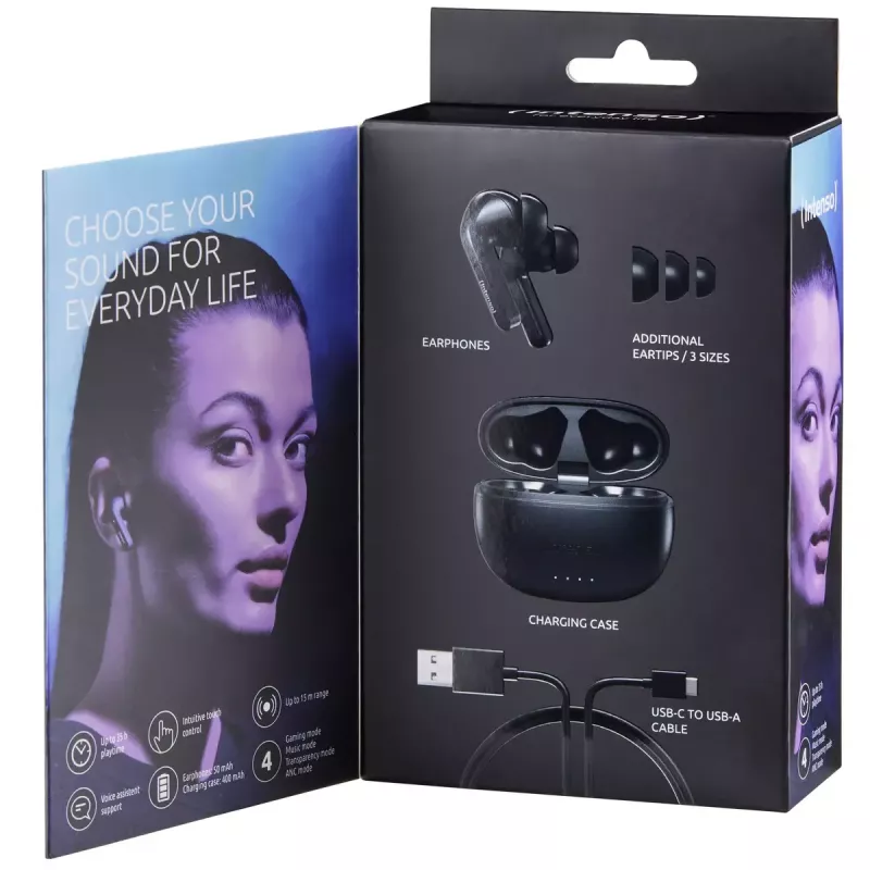 Kopfhörer Intenso Schwarz Buds T300A