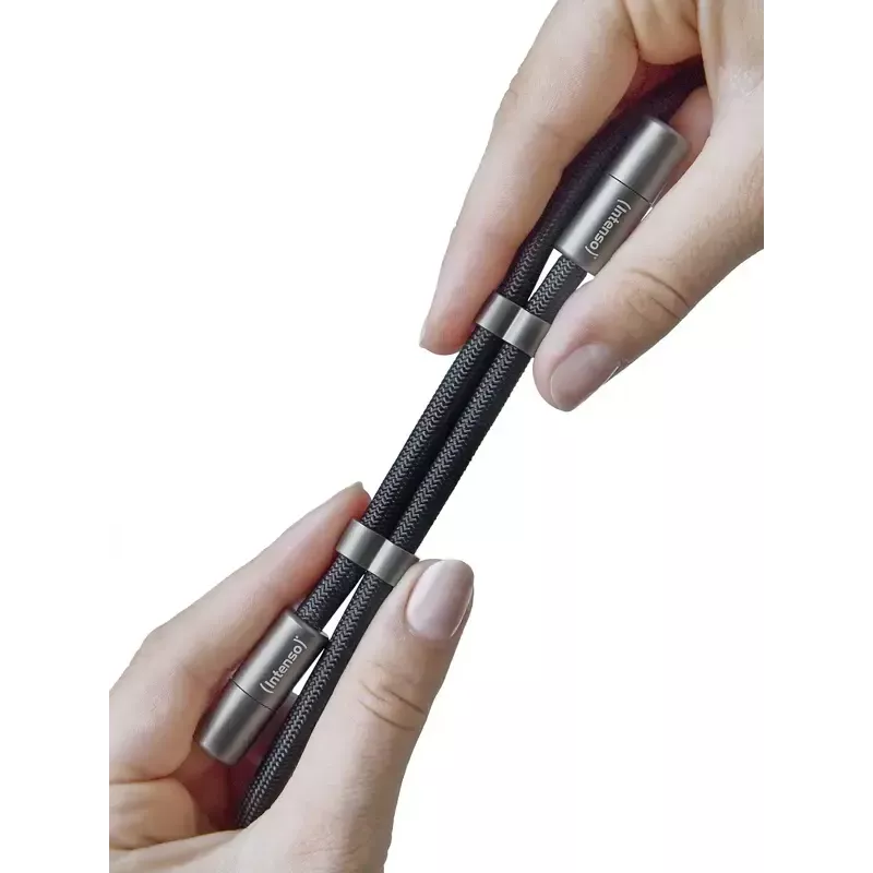 Intenso USB-C Lade-Lanyard Telefon-Halsbandkabel 60W Schnellladung verstellbare Länge 1,65m Nylon Schwarz