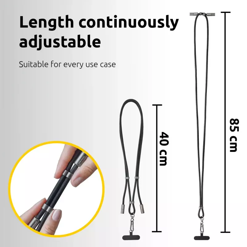 Intenso USB-C Lade-Lanyard Telefon-Halsbandkabel 60W Schnellladung verstellbare Länge 1,65m Nylon Schwarz