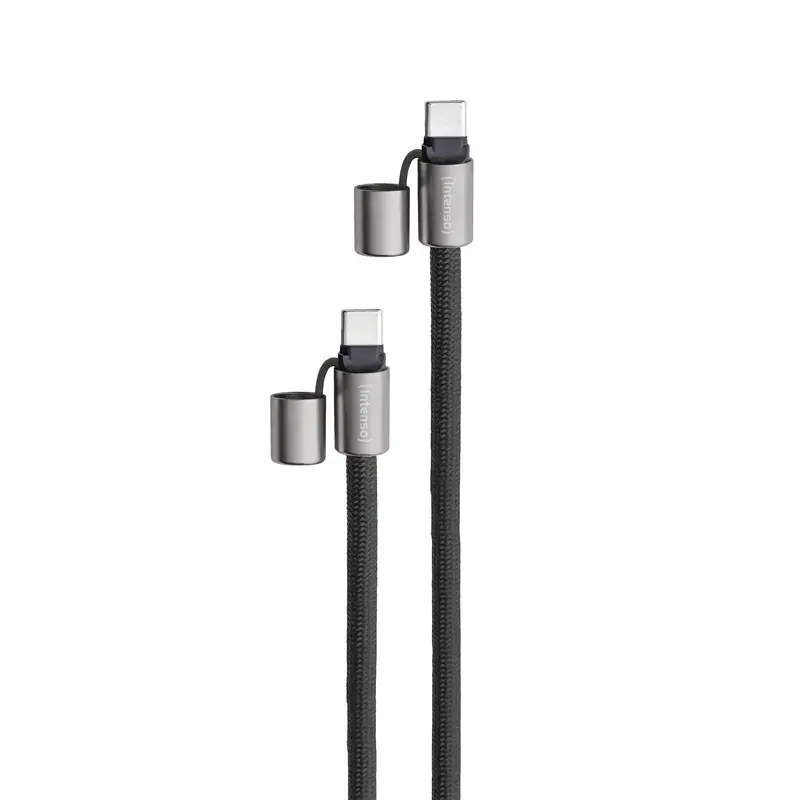 Intenso USB-C Lade-Lanyard Telefon-Halsbandkabel 60W Schnellladung verstellbare Länge 1,65m Nylon Schwarz