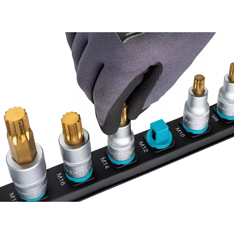 Steckschlüsselsatz Hazet 986-SR/8, 8-teiliger Satz kurze Sechskant-Steckschlüsseleinsätze, 6–17 mm, schwarz